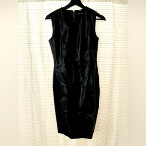Black Leather Fitted Cocktail Dress